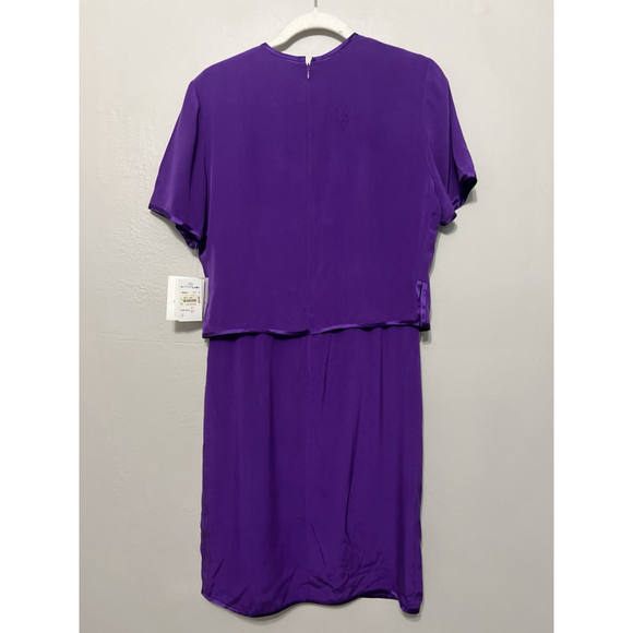 Miller Shor Womens Purple Silk Midi Dress Size 6 Church Office Formal - Picture 8 of 14